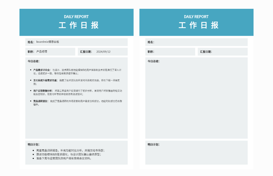 产品经理工作日报