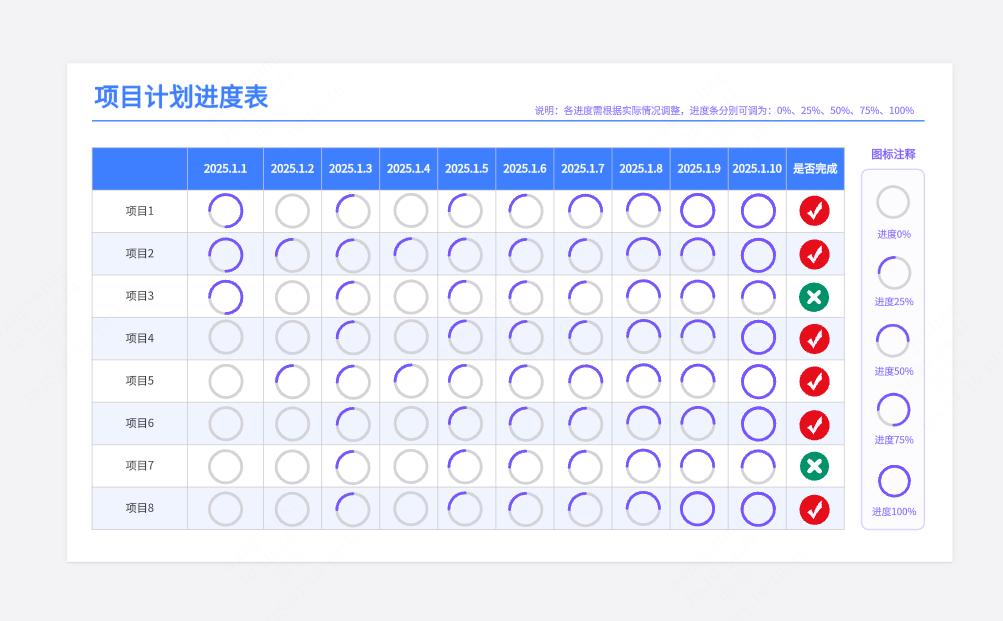 项目计划进度表